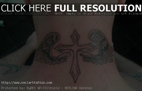 cross tattoo on neck