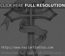cross tattoo with banner