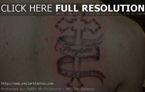 cross tattoos with banners