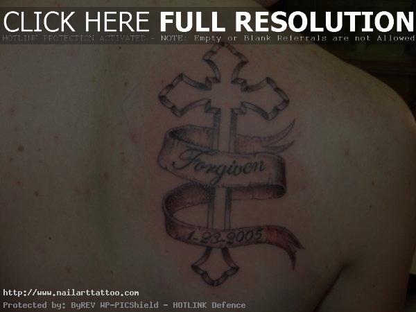 cross tattoos with banners