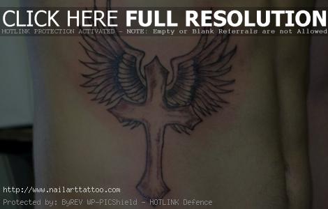 cross tattoos with wings