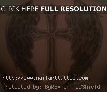 cross with angel wings tattoo