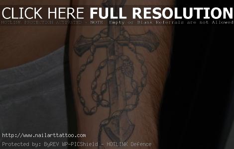 cross with rosary tattoo