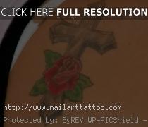 cross with rose tattoo