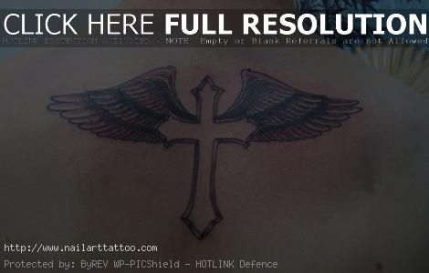 cross with wings tattoos