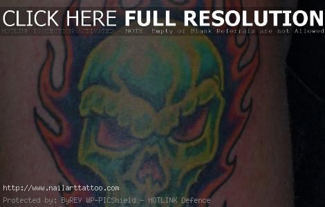 flaming skull tattoos