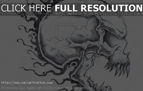 flaming skull tattoos designs