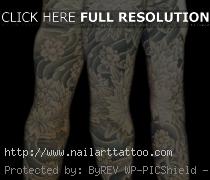 floral sleeve tattoos black and grey