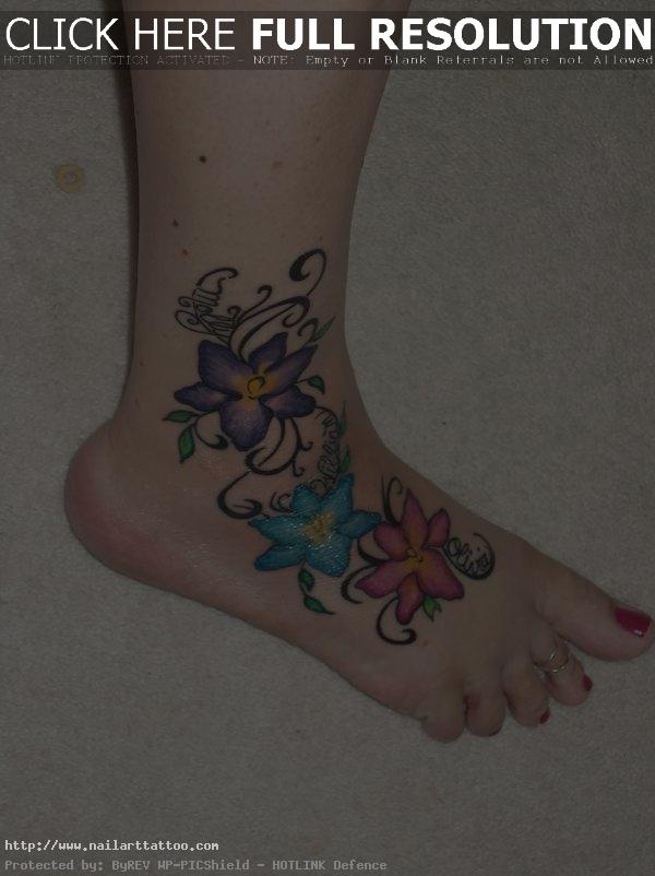 flower ankle tattoos designs