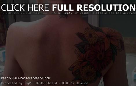 flower back tattoos for girls