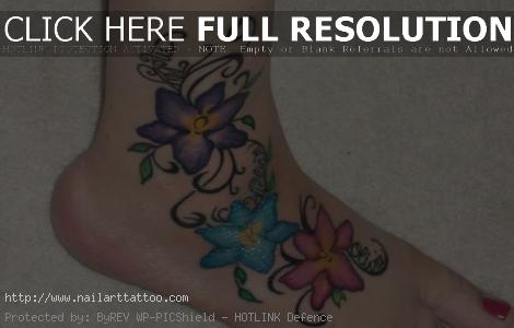 flower foot tattoos for girls