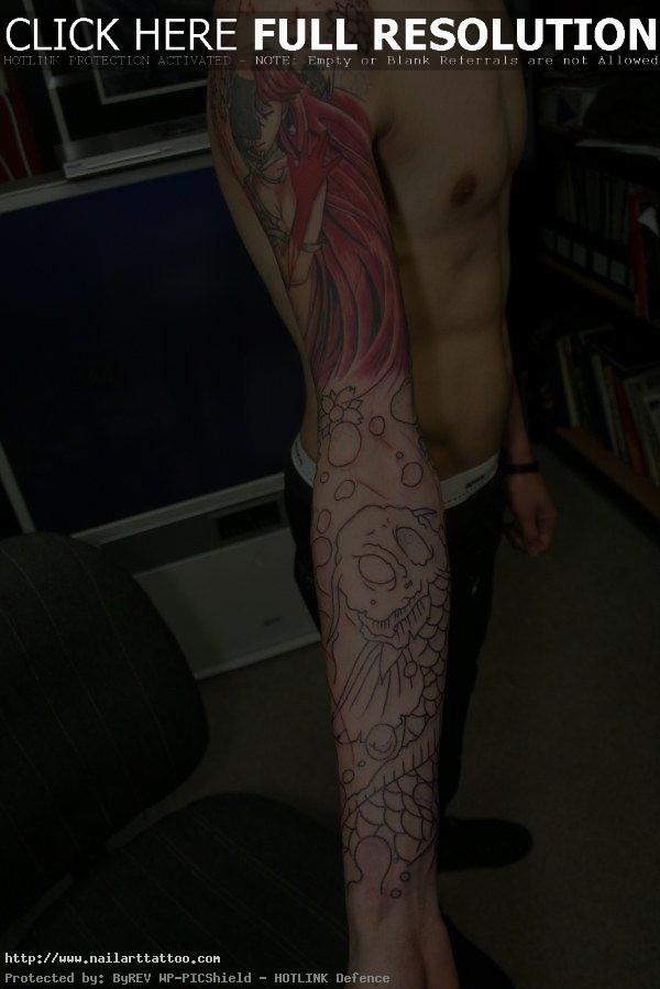 flower outline tattoo sleeve
