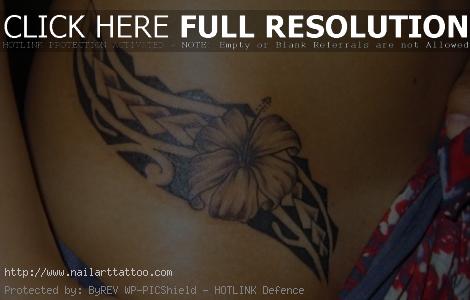 hawaiian flower and star tattoos