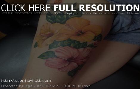 hawaiian flower ankle tattoos