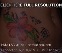 hawaiian flower hip tattoos