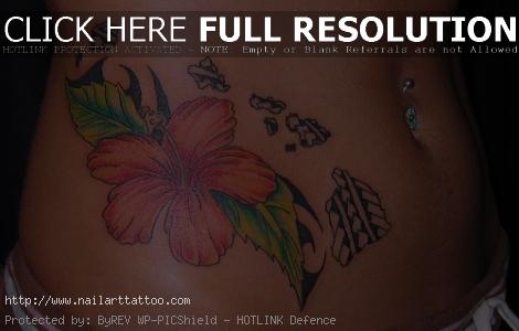 hawaiian flower hip tattoos