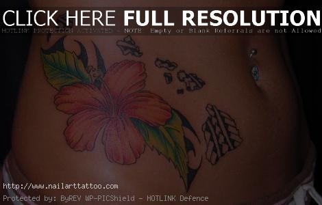 hawaiian flower hip tattoos