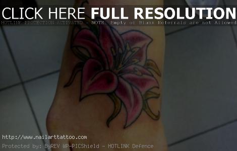 lily flower ankle tattoos