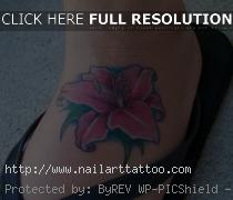 lily flower ankle tattoos