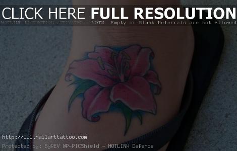 lily flower ankle tattoos