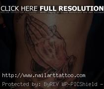 Praying Hands Memorial Tattoo On Hand