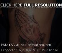 Praying Hands Memorial Tattoo On Hand