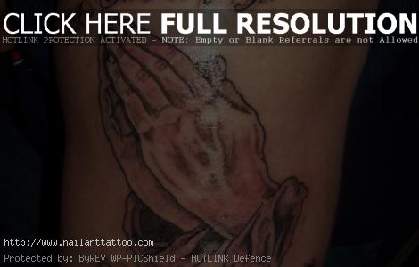Praying Hands Memorial Tattoo On Hand