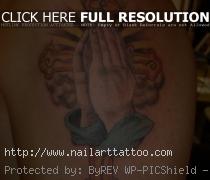 Praying Hands Cross Tattoo on Upper Arm for 2011