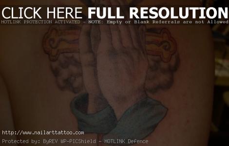Praying Hands Cross Tattoo on Upper Arm for 2011