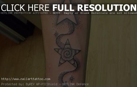 stars and smoke dotwork forearm tattoo