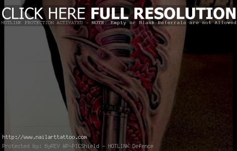 Home » Leg tattoos » Realistic Mechanical leg tattoo on leg