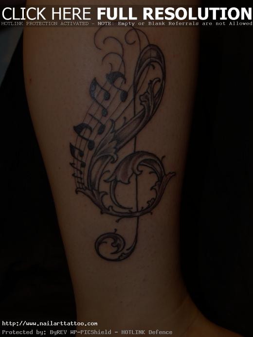 Cute Music Tattoo New Style for Leg 2011 520x693