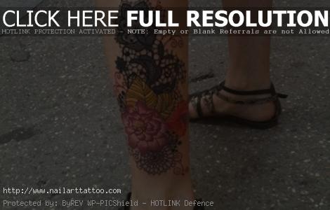 Nice Flowers Tattoo on Leg