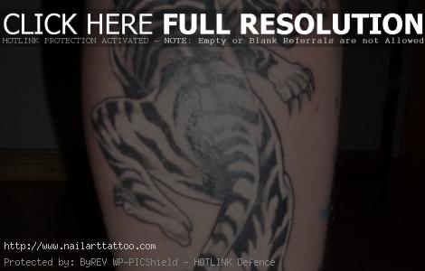 Tiger Tattoo Design on Leg for Girls 2011