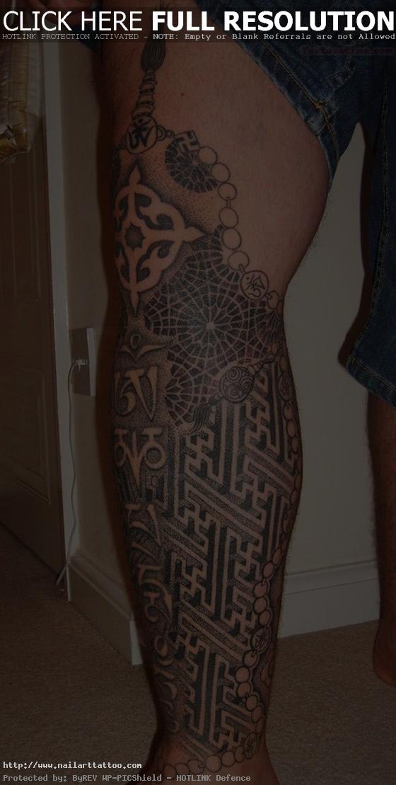 Tribal Leg Sleeve Tattoos