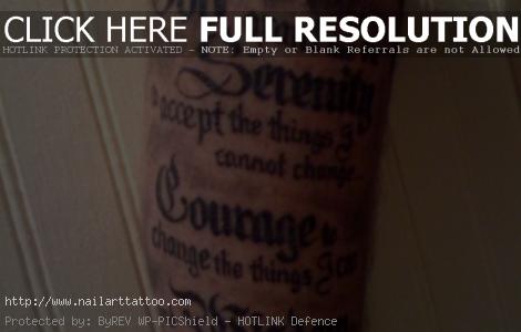 serenity prayer tattoo on leg