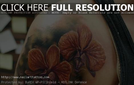 Shoulder tattoos » 3D blossoming flower tattoo on shoulder and arm