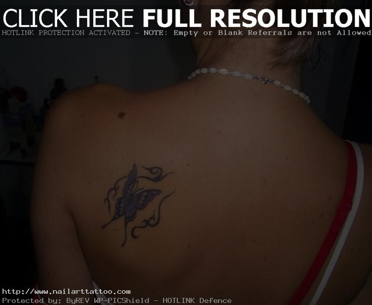 Pretty Butterfly Tattoo on Back Shoulder