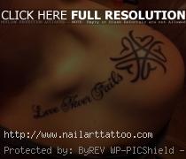 Love Never Fails shoulder tattoo in Tattoos